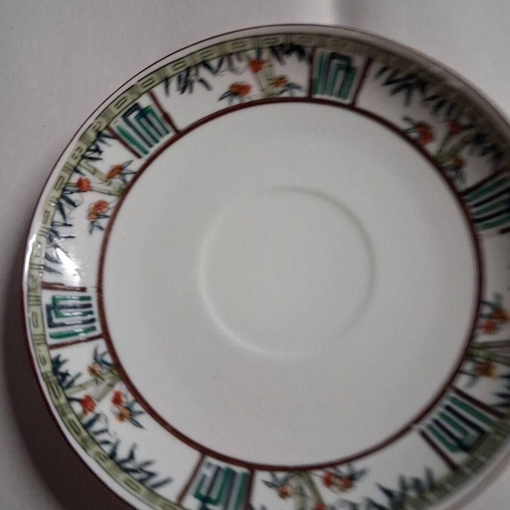 Vintage Asian Saucer Bamboo Nippon Japanese Cherry Blossom